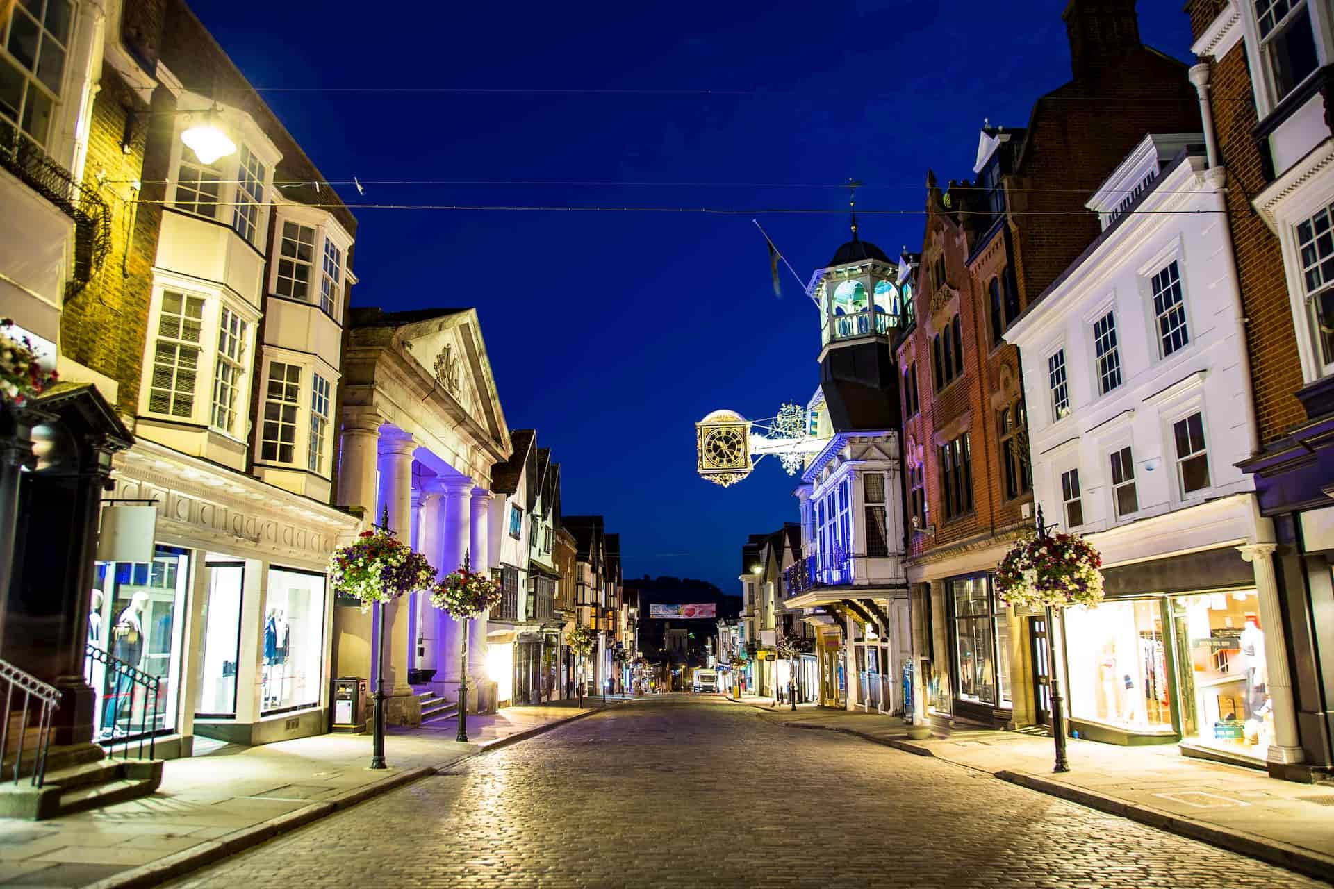 Street in Guildford at night